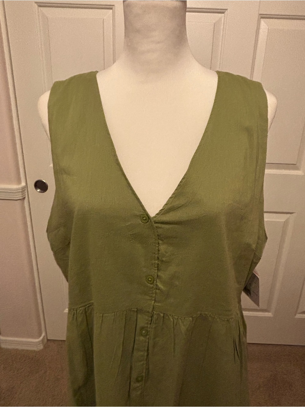 LC Lauren Conrad Olive Green Sleeveless Button-Front Midi Dress NWT - Picture 4 of 15